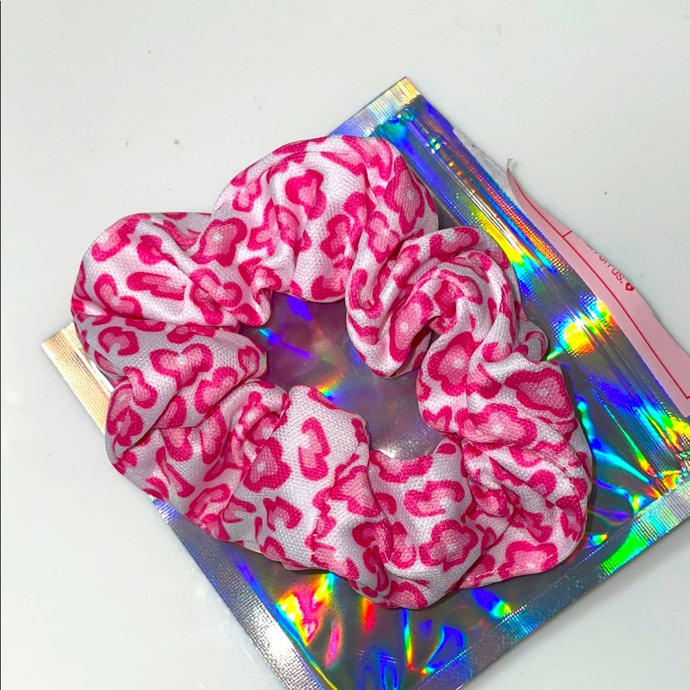 Pink and White Patterned Scrunchie